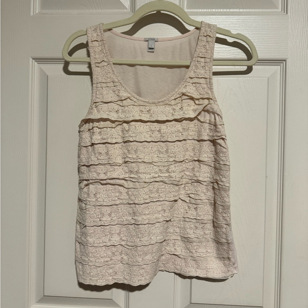 XS Jcrew Lace Ruffle Tank Top